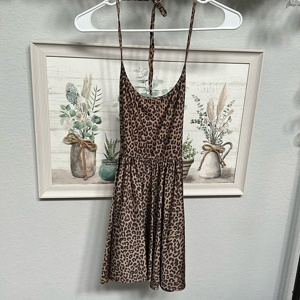 American Apparel halter mini leopard dress